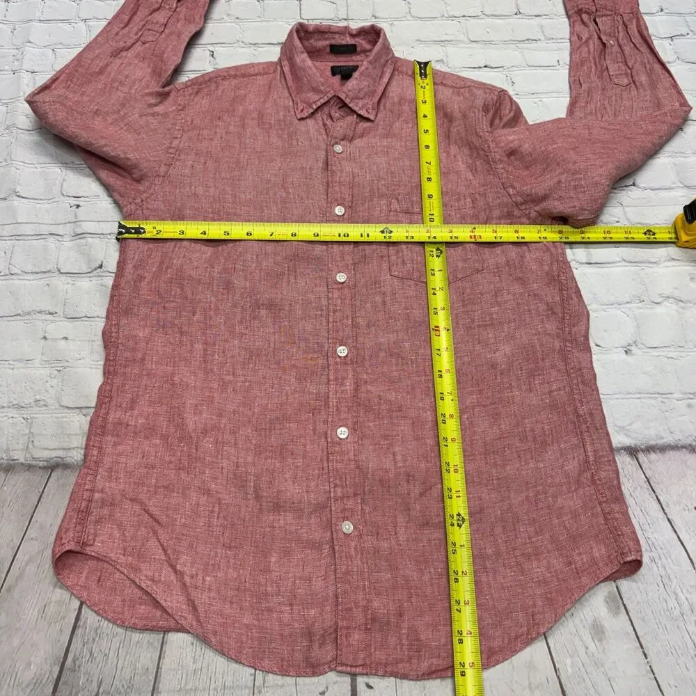 J. Crew Men Baird McNutt Irish Linen Button Down Shirt Size Medium Slim C131 -26